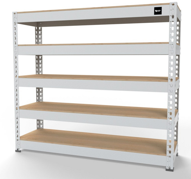 울트라랙 5단 아이보리 일체형 기둥 철제선반 무볼트 조립식 앵글 선반 가구 베란다 펜트리 선반장 가정용 창고용 수납 및 다용도, 1500  500  1500