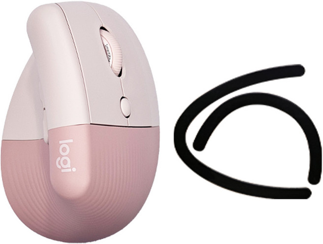 로지텍 LIFT 버티컬 무선 마우스 + 마우스피트 세트, MR0094, 로즈 핑크+마우스피트