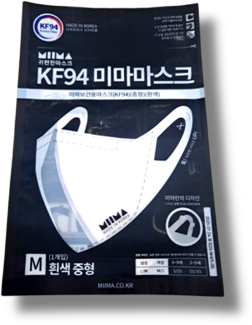 미마마스크 컬러 마스크 중형 KF94, 1개입, 30개, 흰색
