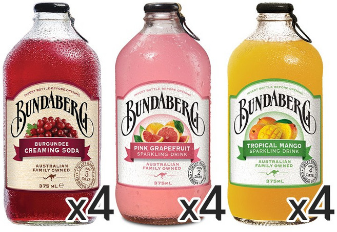 분다버그 버건디 크리밍소다4 핑크자몽4 망고4, 12개, 375ml