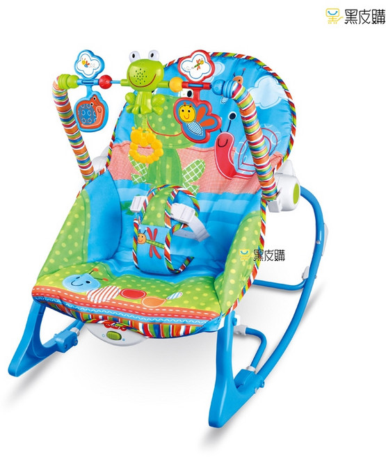 IBABY 嬰兒搖椅 搖擺安撫椅, 藍色+涼蓆