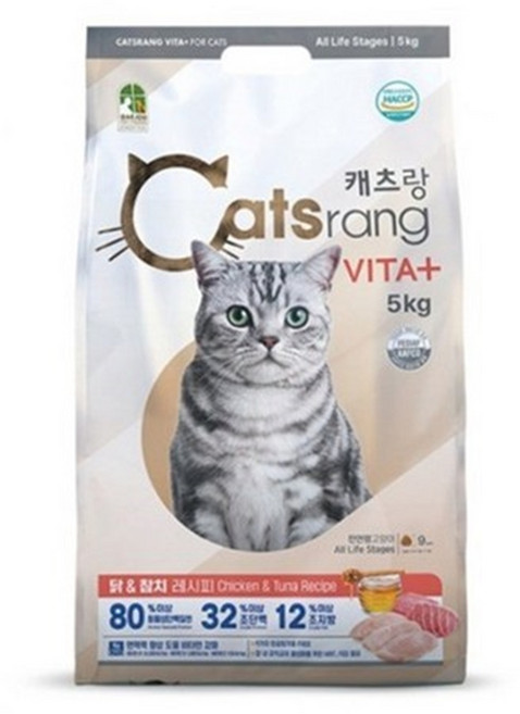 캐츠랑 전연령 고양이 비타플러스 건식사료, 5kg, 1개, 닭+참치
