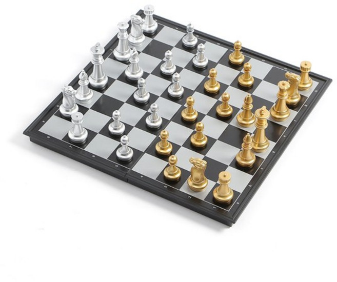 앤티크 접이식 자석 체스 36x36cm 체스판 보드게임, 없음