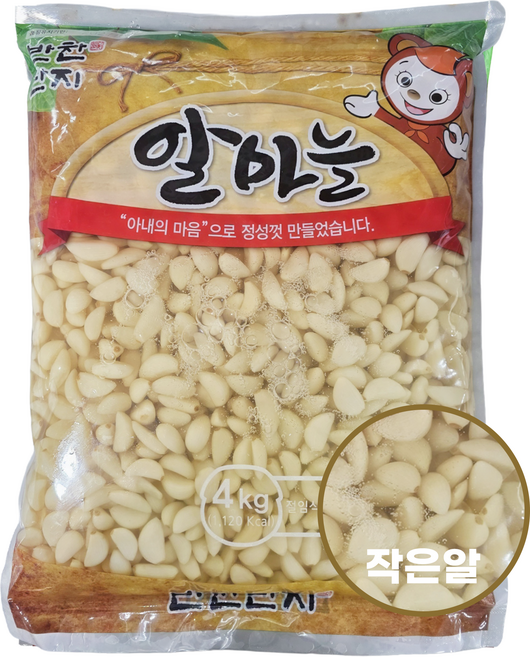 또밥찬 반찬단지 알마늘 작은알 (4S) 4kg 대용량 마늘장아찌 초마늘 업소용, 4개