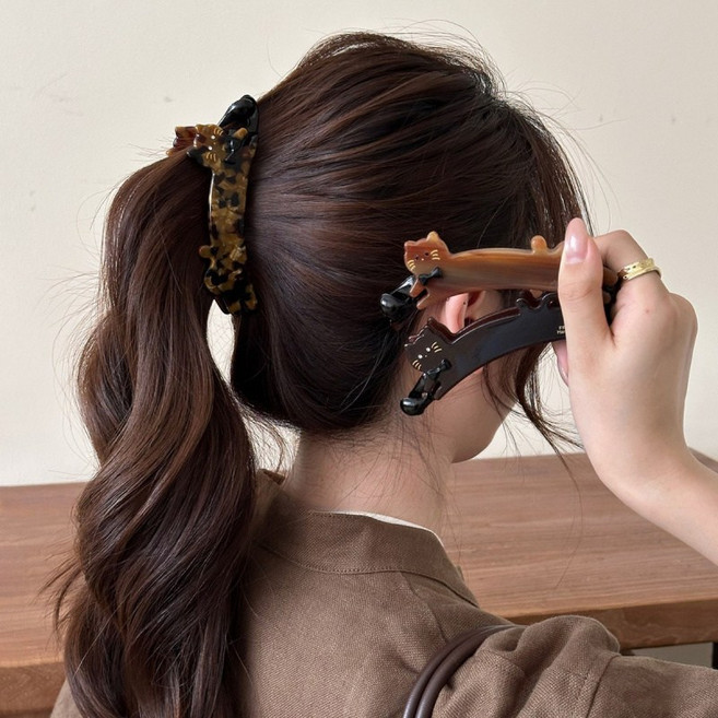 ZMBIRD 큐티 새끼 고양이 바나나핀 포니테일 헤어핀 3종세트 H3808