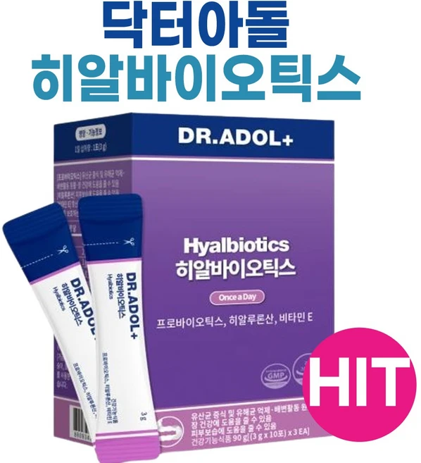 닥터아돌 여성질 유산균 유래 히알바이오틱스 피부건강 1박스 90g, 3g, 30개 - 쿠팡