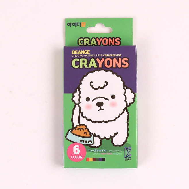 KC인증 크레용 미니크레용 미니 크레파스 휴대용 구디백 손에 묻지않는, 1개, 6색