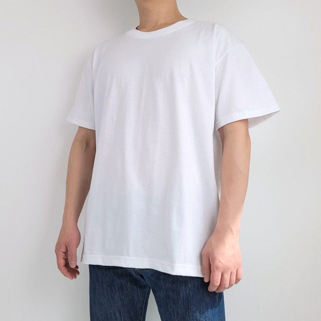 벨르모드 1+1 국산 30수 무지 라운드 오버핏 빅사이즈 반팔 면 티 L-7XL 흰티 흰색 남녀공용