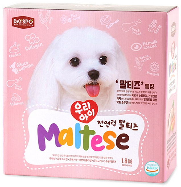 데이스포 강아지 소형견 전연령 우리아이 기능성 소프트 사료, 말티즈, 1.8kg, 1개