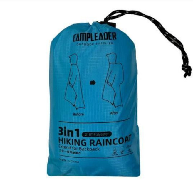 CAMALEADER 戶外三合一徒步登山雨衣, 天藍色, 1個