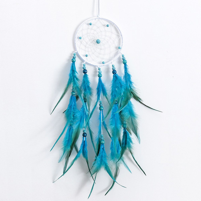 YRY 시크릿 가든 드림캐처 수제 다크블루 감성 드림캐처 블루 문 인테리어 장식, Blue, white