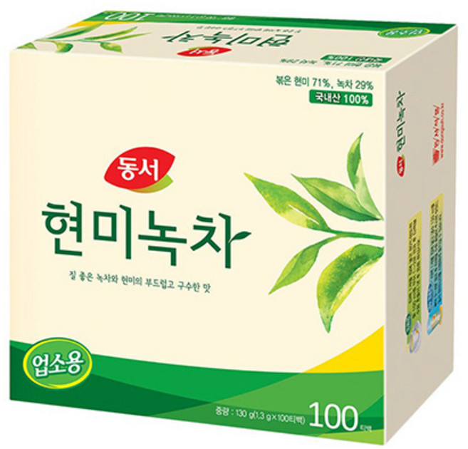 동서 현미녹차 티백 업소용, 1.3g, 2개, 100개입