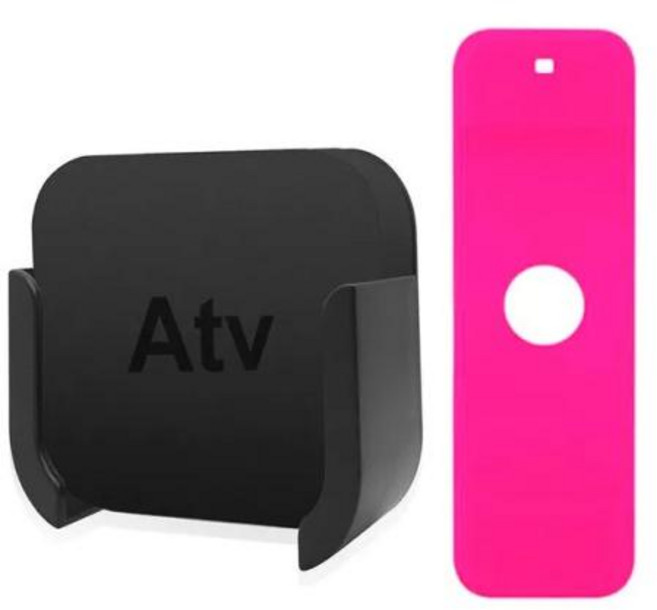 애플 TV 4K 4 세대 5 세대용 리모컨 실리콘 보호 케이스 스킨 미디어 플레이어 벽걸이 브래킷 스탠드 크래들 홀더, 3) Pink