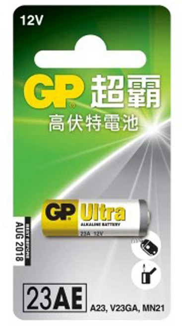 GP 超霸 23A 12V 高伏特鹼性電池 (A23 V23GA MN21), 1個, 1個裝