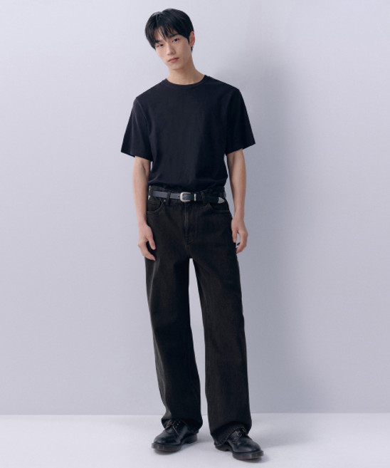 무신사 스탠다드 와이드 데님 팬츠 워시드 블랙 497197