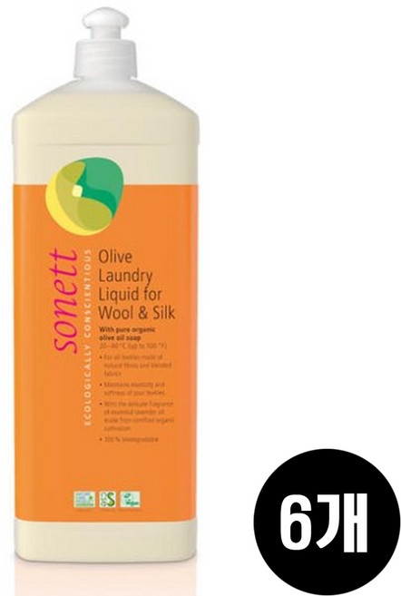 소네트 울 실크 액상 세탁 세제, 1L, 6개