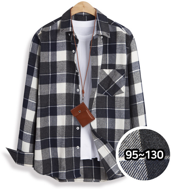 모니즈 95~130 다니엘 포켓 체크 긴팔 셔츠 빅사이즈 SHT243