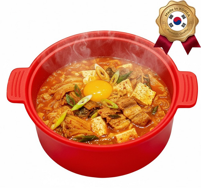 소노리떼 국산 실리콘계란찜기 전자레인지용 냄비, 레드 대형 1200ml, 1개