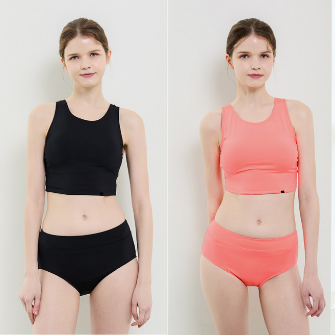 엘르 래쉬가드 이너 롱라인 브라탑 하이웨스트 팬티 세트 BEL-X226