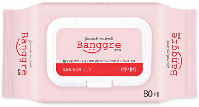 방그레 베이비 캡형 물티슈 80매 아기물티슈, 60g, 80개입, 1개