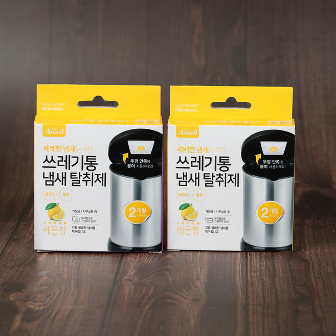 쓰레기통 냄새 탈취제 2개월 지속 레몬향 1+1 기획, 3개, 4g