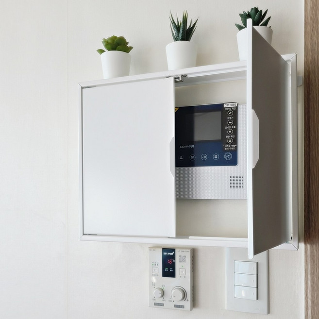 잘만든 철제 인터폰가리개 두꺼비집 배전함 분전함 커버 박스, 화이트(칼브럭 타입)