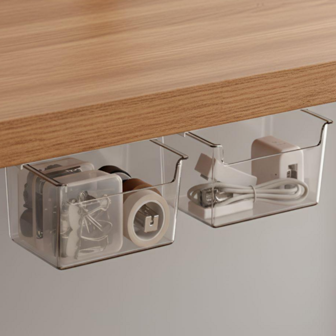 우남 리테일 무타공 슬라이딩 히든 수납 접착식 서랍, 화이트 소형, 1개