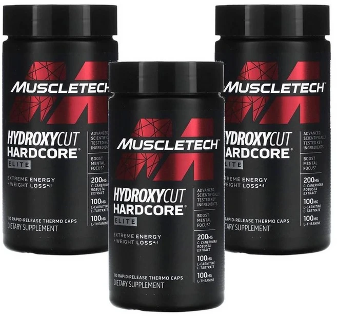 MUSCLETECH 하이드록시컷 하드코어 엘리트 라피드 릴리즈 써모 캡, 110정, 3개, 110정 - 쿠팡