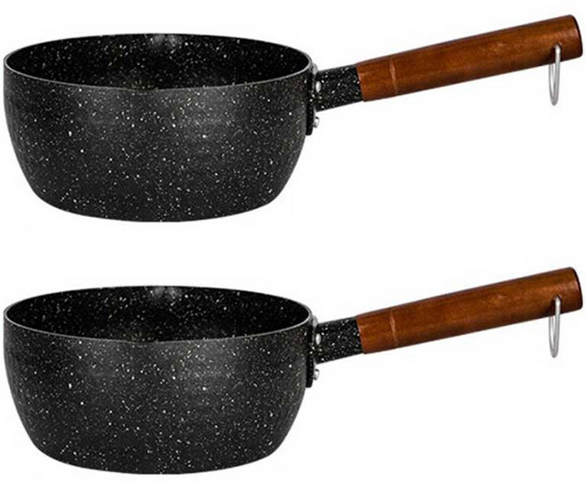 SoBuy 다용도 맥반석 논스틱 편수 밀크팟, 2개, 블랙, 20cm