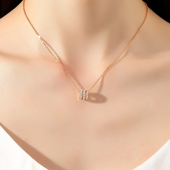 여성용 18K 명품 목걸이 로즈골드 럭셔리 랩다이아 펜던트 금목걸이 여자친구생일 결혼기념일 선물