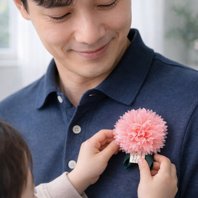카네이션 브로치 코사지 어린이집 유치원 어버이날 스승의날 행사 선물, 1개, 레드