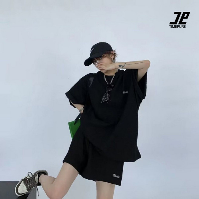 봄 여름 캐주얼 아메카지 운동복 세트 루즈핏 와플 짐웨어 편안한 빅사이즈 상하의 세트