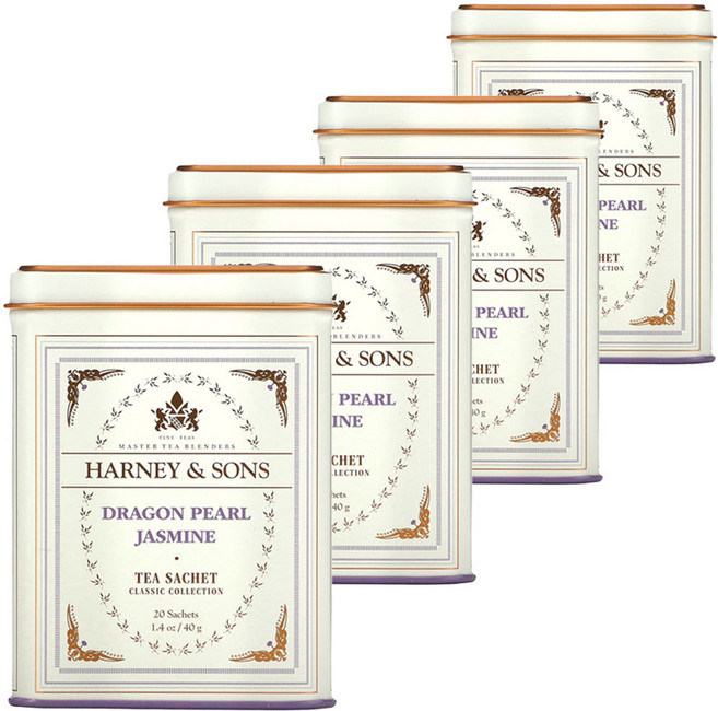 하니앤손스 파인티 드래곤 펄 자스민 티백, 40g, 20개입, 4개