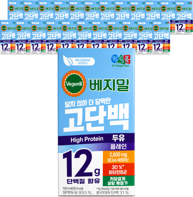 베지밀 고단백두유, 24개, 190ml