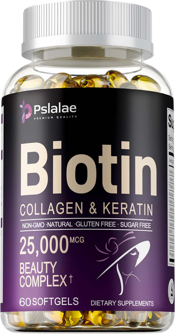 pslalae 生物素 膠原蛋白與角蛋白 25 000微克 美容複方, 60組