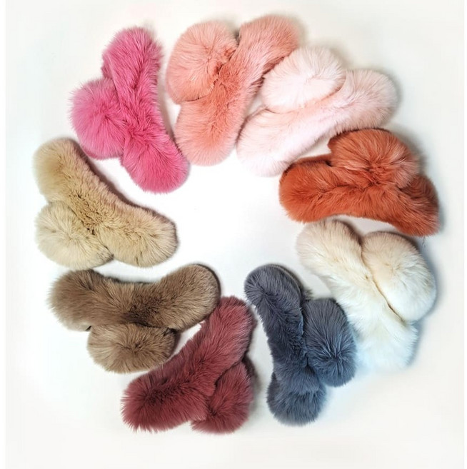 빅 사이즈 리얼 토끼털 밍크 헤어 집게핀 15 COLOR