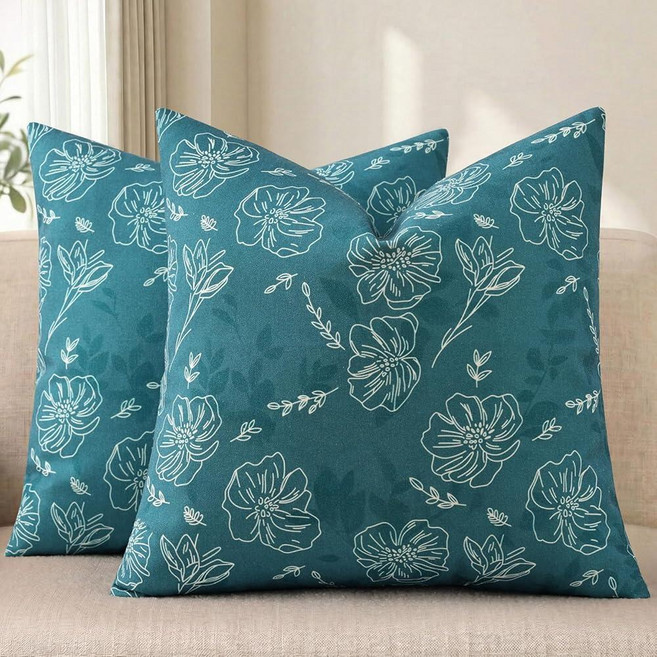 DecorUhome Summer Floral Throw Pillow Covers 26x26 Inch Pack of 2 Boho Farmhouse Decorative Pillo