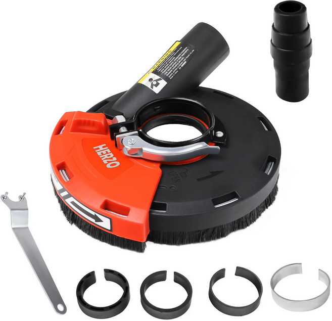 HERZO 그라인더 집진커버 연마용 5인치 먼지흡입, 1세트