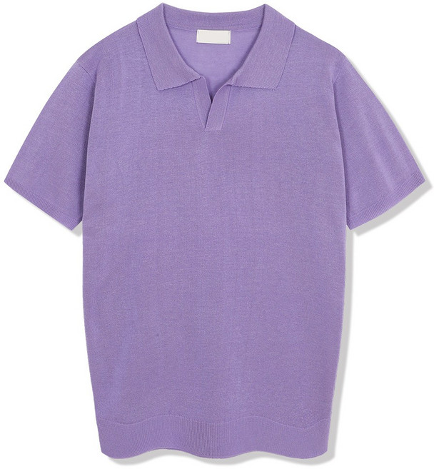 일루소 하프 오픈 카라 반팔 니트 티셔츠