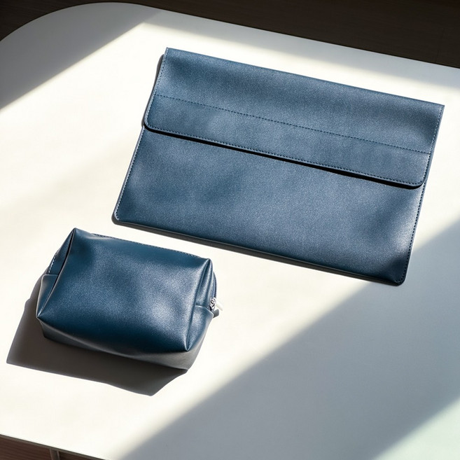 리브헤븐 노트북파우치 맥북 아이패드 가죽 파우치 케이스, 미드나잇블루, 1개