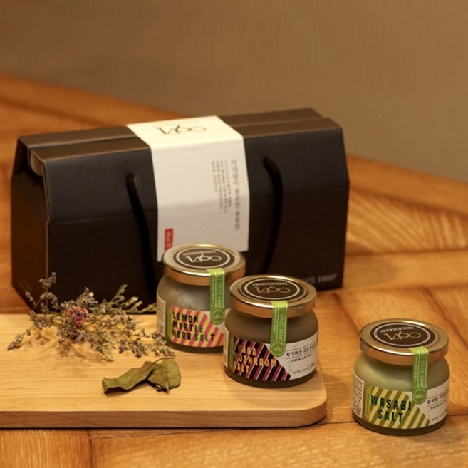 솔트앤 혼합소금 3종 선물세트 /와사비 레몬머틀 차가버섯 소금 세트