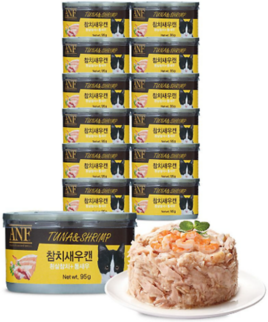 ANF ANF 고양이캔 참치새우 95g x12개입 고양이간식, 12개