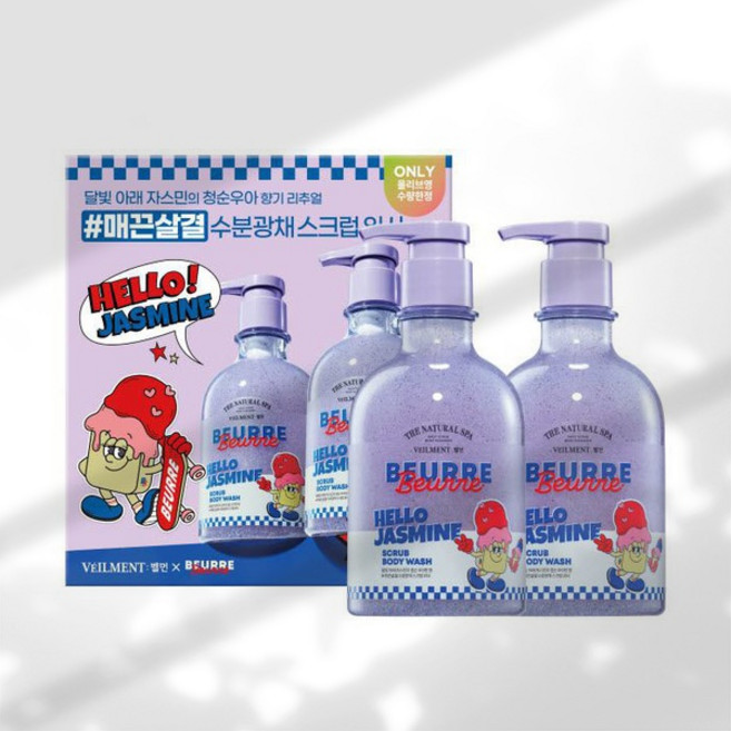 벨먼x뵈르뵈르 내추럴 스파 스크럽워시 자스민 400ml 2입, 1세트