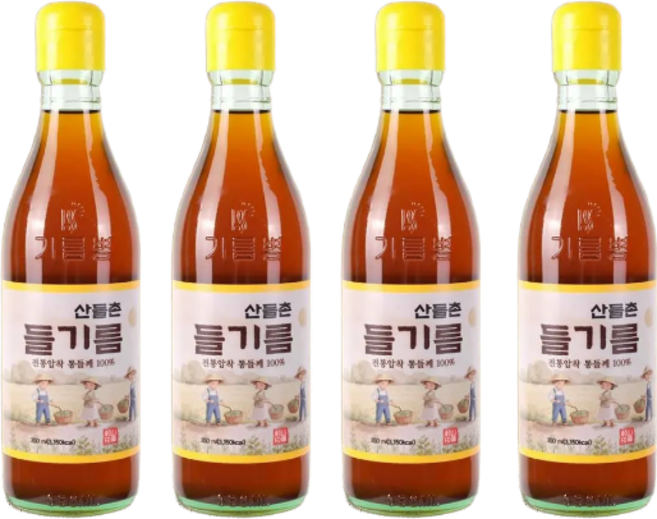 산들촌 통들깨 들기름 100% 4개포장, 4개, 350ml