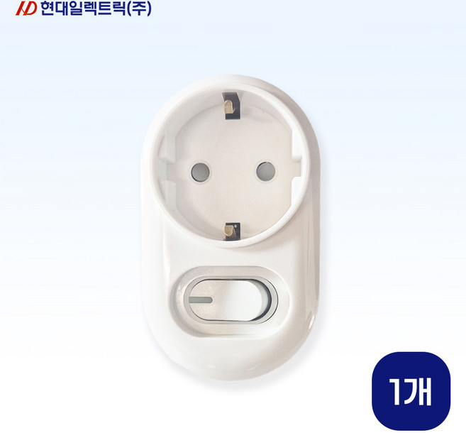 현대일렉트릭 국산 멀티탭 1구 차단 개별 스위치 절전형 멀티 콘센트, 1개, 화이트, 82mm