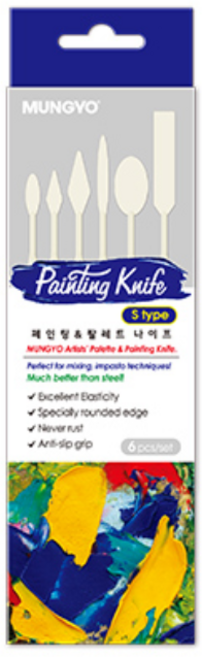 문교 페인팅나이프 S타입 물감나이프 미술용나이프 스파츌라 6본세트