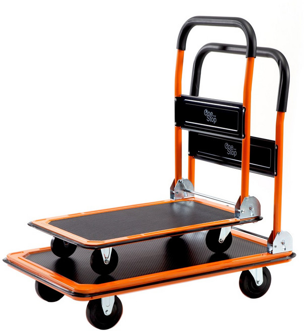원스탑 고성능 철제 접이식 핸드카트 이동 수레 대차 오렌지, 1개, 대형