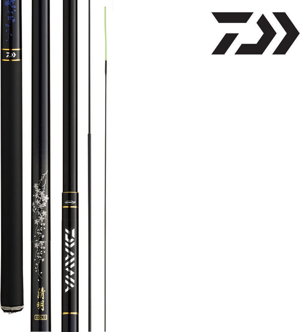 한국다이와 청명 골드 전통 올림 민물 민장대 붕어 낚시대, 블랙/골드
