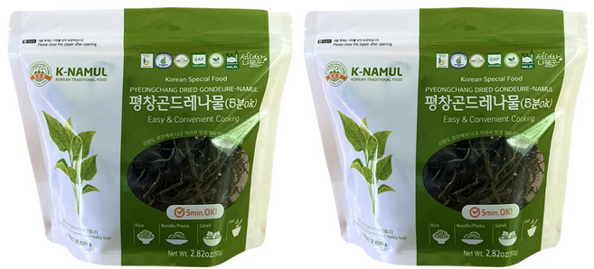 뜨거운물에 5분 ok 평창 건(말린)곤드레나물 80g 2개