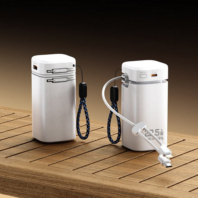 ANYOU 30000mAh 보조배터리 대용량 고속충전 케이블 일체형 캠핑 랜턴 다중 기기 충전, 흰색